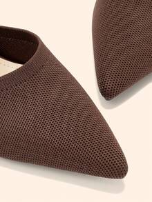 CUCCOO BASICS 女士时尚咖啡色针织尖头细高跟踝靴，性感迷人，适合约会、聚会、派对等场合，时尚短靴 - 咖啡棕 - 查看 11