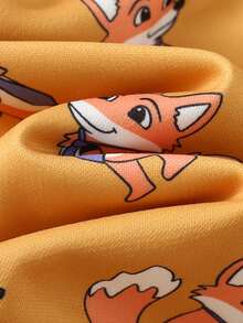 2件套男婴卡通动物印花柔软针织圆领长袖卫衣和松紧腰裤套装 - 黃色 - 查看 5