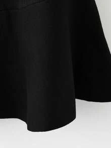 GlowEve CURVE Plus Size Women Elegant Solid Color Short Sleeve Peplum Hem Ribbed Knit Top - Black - View 5
