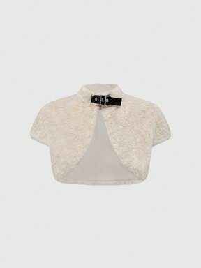 Women's Fashionable Solid Color Cropped Faux Fur Jacket, Autumn/Winter