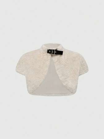 Women's Fashionable Solid Color Cropped Faux Fur Jacket, Autumn/Winter