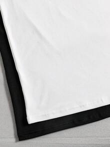 Vacaura 2件/套 青少年男童纯色简约时尚圆领长袖T恤，黑白两色可选，面料舒适，颜色百搭，适合上学和休闲穿着，秋冬季T恤2件装 男童长袖上衣 青少年长袖T恤 长袖衬衫 秋季