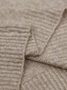 EMERY ROSE Women's Khaki Round Neck Reverse Cuff Fashionable Versatile Simple Wool Blend Pullover Sweater - Khaki - View 8