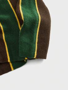 EASEVO Plus Size Men's Letter Embroidery Striped Long Sleeve Casual Sweater, Autumn/Winter 90s Sporty Sweater Men - Multicolor - View 5