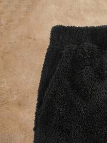 EASEVO Plus Size Men's Casual Letter Embroidered Fleece Pants, Autumn/Winter - Black - View 4