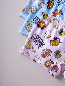 Nick 90s | SHEIN 3条/包 女童卡通图案数码印花弹力腰带三角裤，四季皆宜 - 彩色 - 查看 5