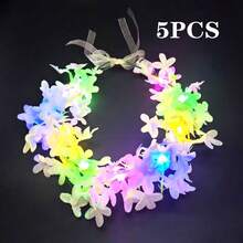 LED Flower Crowns Headbands - Mardi Gras Light Up Headband For Women, Garlands Glowing Floral Wreath Crowns For Wedding Beach Party Birthday Cosplay - Valentine's Day, Flowers, Couples, Love, Sets Gifts, Funny Gifts, Ribbon, Balloons - Multi-color light - View 18