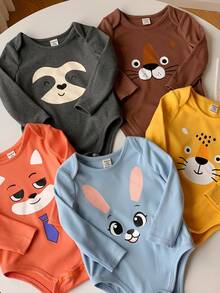 SHEIN Bộ 5 món/Bộ đồ liền thân lót nhiệt in hình động vật đáng yêu cho bé trai, thoải mái mặc hàng ngày, thích hợp mặc trong nhà, ngoài trời, trượt tuyết, thể thao, tiệc tùng lễ hội, Giáng sinh, năm mới, sinh nhật, mùa thu/đông - Nhiều màu - Xem 4