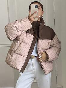 DAZY Women's Simple Printed Long Sleeve Padded Coat/Jacket, Winter Women Clothes, Padded Coat Women - Multicolor - View 6