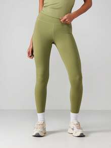 MISSGUIDED Quần bó thể thao cạp cao Quần tập yoga hiệu suất Quần bó tập luyện Quần tập co giãn Quần áo thể thao năng động - màu xanh lá - Xem 1