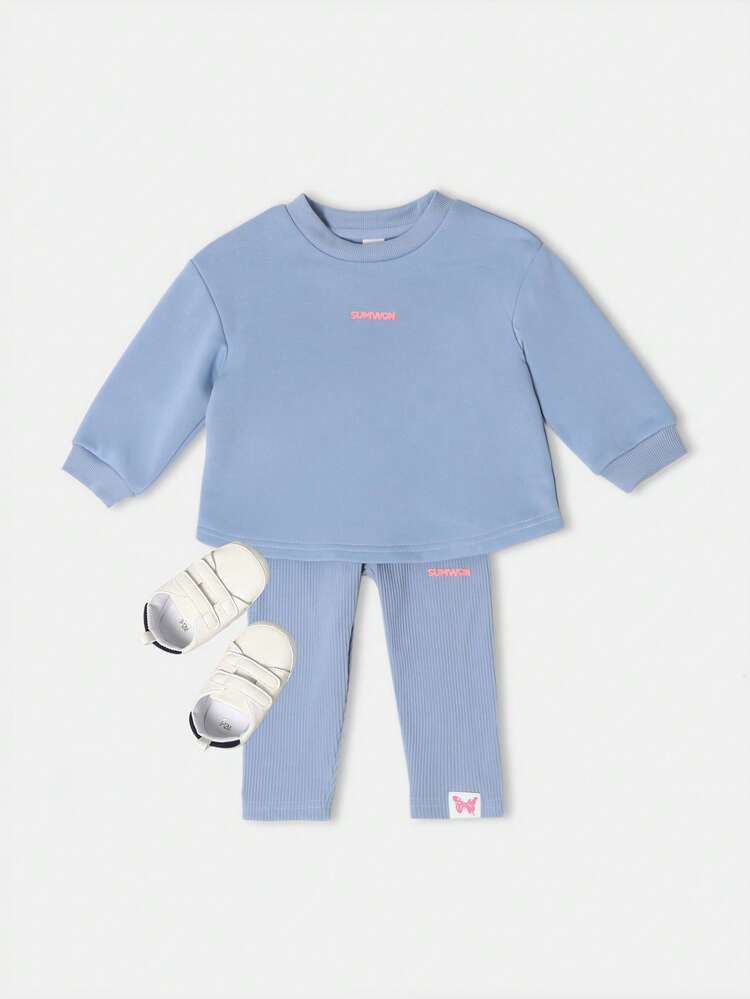 Long Sleeve Sweatshirt With Ribbed Legging Co-Ord Set