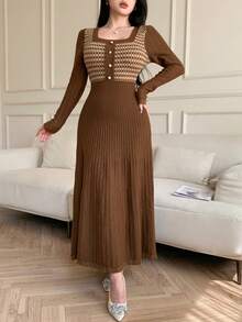Váy đan dài thêu hoa thanh lịch dành cho nữ, Thu/Đông - Nhiều màu - Xem 6