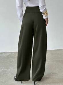 Firerie Women's Elegant Office Wear Wide Leg Pants - Army Green - View 2