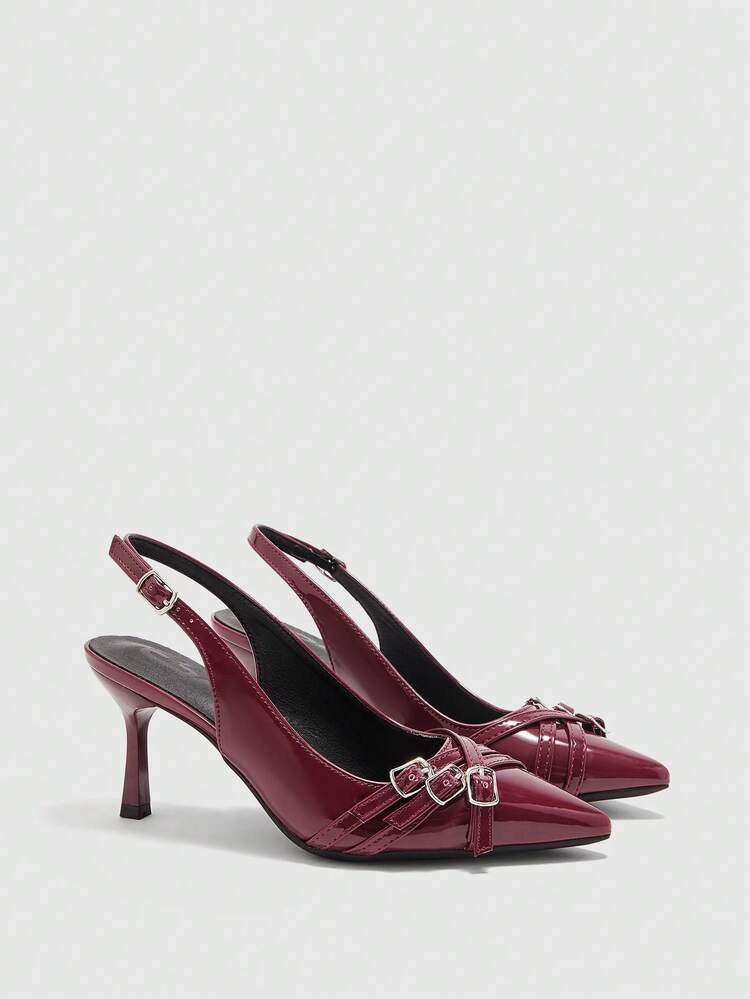 CUCCOO BIZCHIC Women's Sexy Pointed Toe High Heel Pumps, Versatile For Commuting, Party, Wedding, Office, Wine Red For Christmas Valentine's Day Spring Shoes