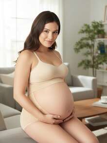 Faja soporte abdominal maternal para mujer estilo moderno, sin mangas ni cuello, tela de nailon elástica y transpirable, color piel, ajuste relajado con cinturón ajustable, ideal para primavera y verano, uso diario moldeador - Desnudo - Ver 2