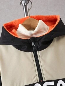 Vacaura 两件套青少年男童户外休闲套装，橙色保暖半拉链外套和休闲裤套装，秋冬季 - 彩色 - 查看 7