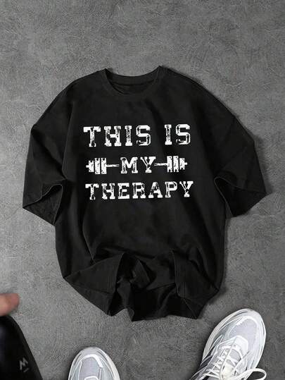 Sport MetroGents Men's Slogan Print Loose Fit Round Neck Short Sleeve Sports T-Shirt