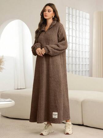 Mulvari Women's Zip-Front Fleece Long Dress, Autumn/Winter