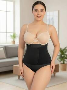 Faja maternal para mujer estilo moderno, sin mangas ni cuello, tela de nailon elástica y transpirable, color negro, ajuste relajado con cinturón ajustable, ideal para primavera y verano, uso diario, prenda moldeadora para maternidad - Negro - Ver 2