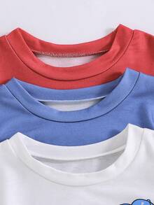 SHEIN Baby Boy Casual Letter & Bear Print Sweatshirt And Sweatpants Set, Autumn - Multicolor - View 6