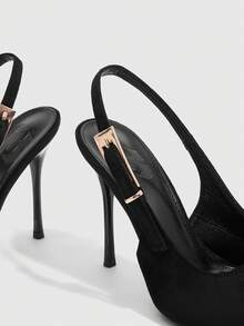 CUCCOO SZL Women's Pointed Toe Buckle Design Fashionable High Heels, Versatile For Daily Wear For Christmas Valentine's Day Spring Shoes - Black - View 9