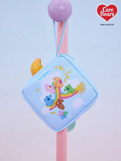 Care Bear X Joivida 1pc Cartoon Pattern Printed Polyester Fiber Storage Bag, Can Be Used As A Feminine Hygiene Storage Bag, Digital Storage Bag, Small Item Storage Bag,Cheer Bear, Good Luck Bear, Funshine Bear, Share Bear, Love-A-Lot Bear