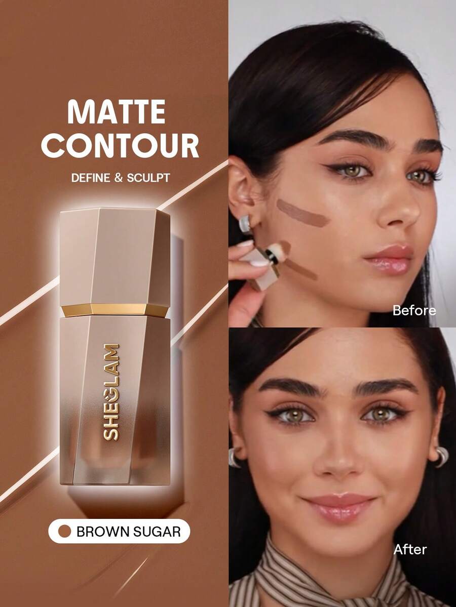 SHEGLAM Sun Sculpt Liquid Contour-Brown Sugar Contour Liquid Non-Greasy Long Lasting Natural Bronzer Contouring Weightless Contour Brand Beauty Makeup Face Paint Cosmetic For Women Girls Perfect For Fall Winter Ideal For Y2K Fancy Fashion Suitable For Birthday Christmas Present Party Ready Best Color