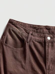 ROMWE MEN Men's Casual Punk Loose Fit Pockets Denim Jeans - Brown - View 3