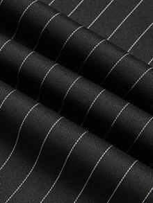 SHEIN LUNE Pantaloni casual a gamba ampia con stampa a righe e tasche, adatti per taglie comode - Grigio Chiaro - Visualizzare 5