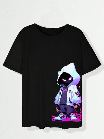 Fantacosmos Tween Boy Cartoon Printed Casual Fashion Summer T-Shirt