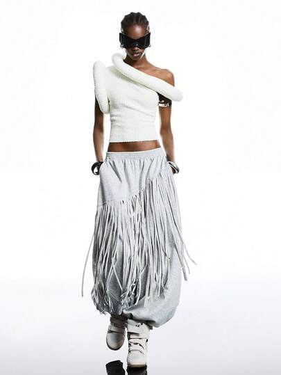 LYSMO Women's Fashion Tassel Decor Drawstring Sweatpants