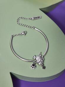 SCOOBY-DOO X SHEIN 卡通小狗头可爱手链 - 銀色 - 查看 4