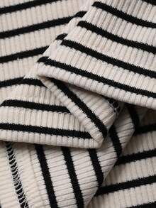 DAZY 女童条纹圆领长袖上衣 - 黑與白 - 查看 3