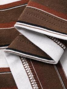 DAZY Women's Turndown Collar Striped Korean Style Casual Long Sleeve 2 In 1 Street T-Shirt