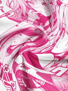 ROMWE Anime 性感朋克风动漫印花露脐背心（女款） - 粉色 - 查看 4