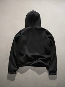 AXEPEAK 男士字母刺绣休闲宽松连帽卫衣 - 黑色 - 查看 2