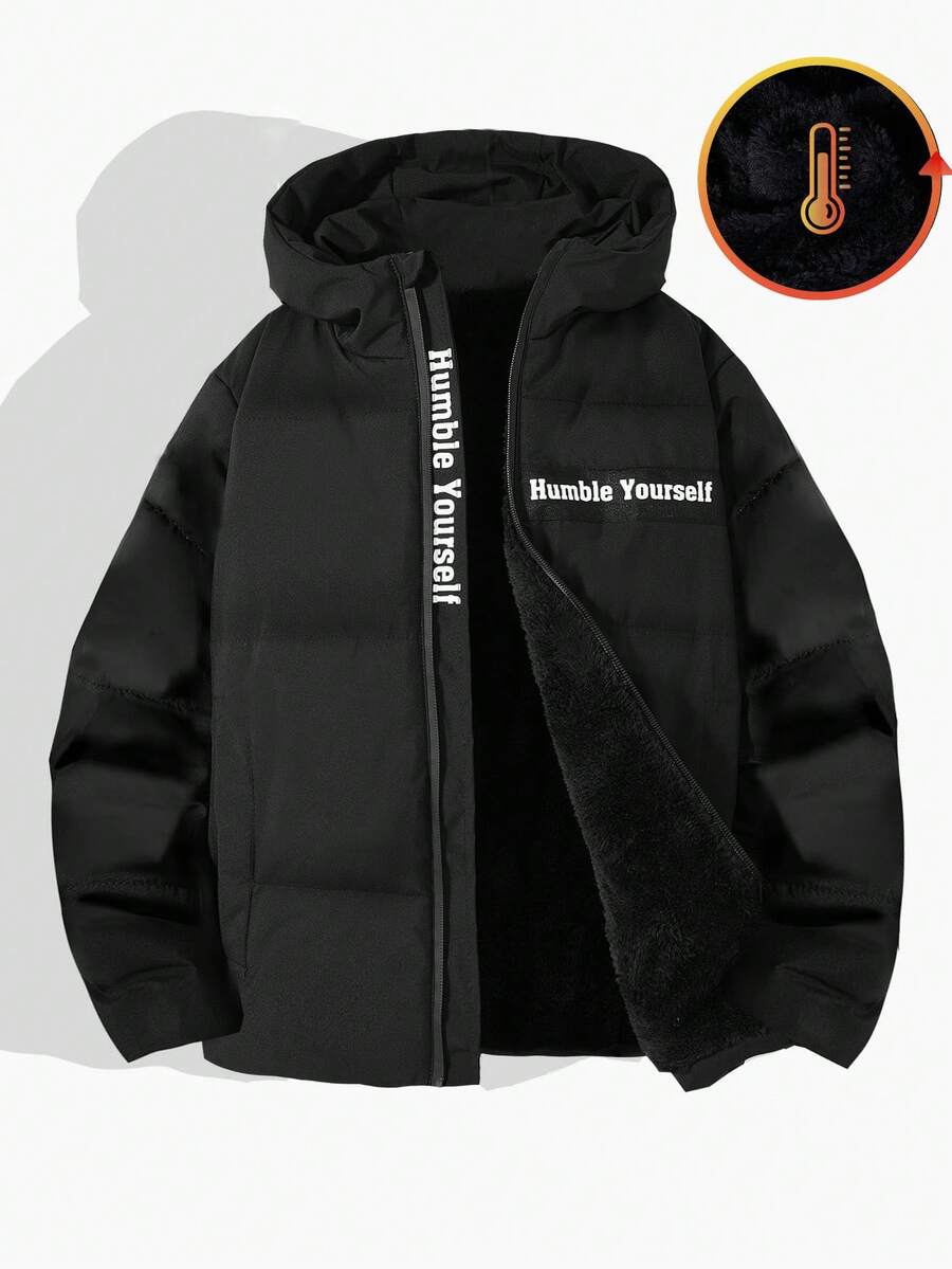 Vacaura Boys' Outdoor Sports Thick Unique Zipper Solid Color Durable Padded Coat, Winter New Warm Wear Suitable For -30°C