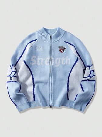 Street Life Jersey de punto jacquard para hombre, corte holgado