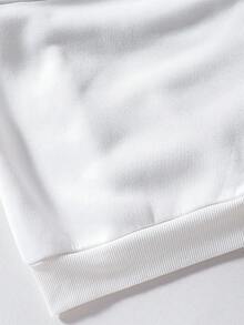 Áo nỉ tay dài dáng rộng, cổ kéo khóa nửa thân, phong cách thường ngày dành cho bé gái tuổi teen. - trắng - Xem 5