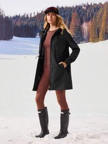 OutZeal 女士冬季保暖户外夹克 圣诞套装 滑雪露营 保暖内衬 防水 抽绳腰带 带口袋 - 黑色 - 查看 8