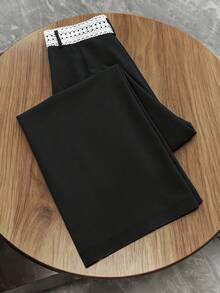 GlowEve Women's Fashion Commuter Style High-End Wide Leg Pants, New Design Relaxed Straight Leg Casual Trousers - Black - View 2