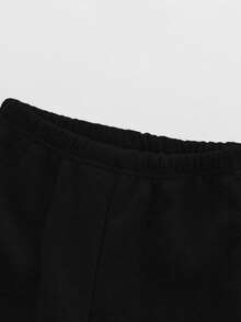 SHEIN 1套小男孩休閒運動簡約字母印花連帽衛衣與黑色運動長褲套裝，秋季校園返校服裝 - 彩色 - 查看 6