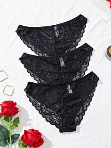 3pcs/Pack Minimalist Romantic Lace Women's Briefs Lingerie
