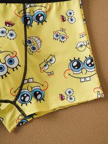 SpongeBob SquarePants | SHEIN 男士柔软舒适卡通图案平角内裤