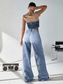 EURMUSE High Rise Light Blue Women's Casual Jeans - Light Wash - View 2