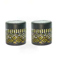 太阳能曼陀罗铁艺壁灯，暖光LED灯，防水，适用于庭院、草坪、公园 - 黑色 - 查看 10