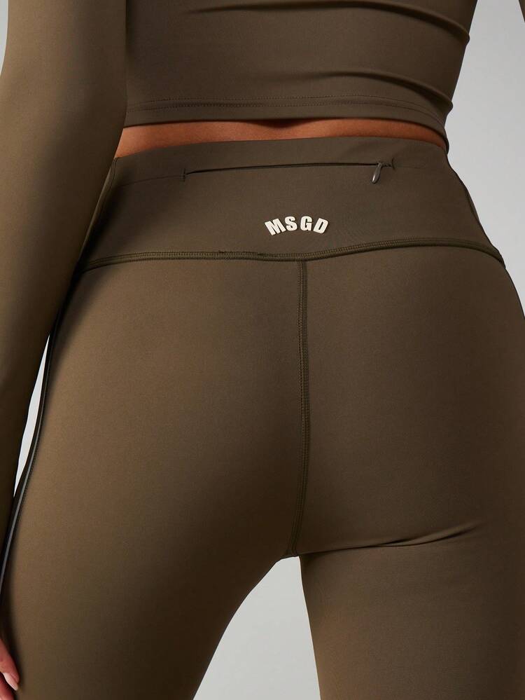 MISSGUIDED Leggings sportivi da donna a vita alta color oliva con strisce bianche laterali, abbigliamento atletico per fitness, corsa, allenamento e yoga