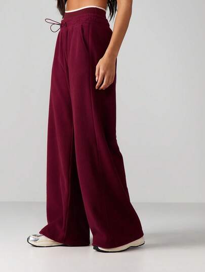 MISSGUIDED Pantaloni jogger a vita alta e gamba ampia da donna con coulisse, vita elastica e tasche laterali per comfort e stile athleisure casual quotidiano