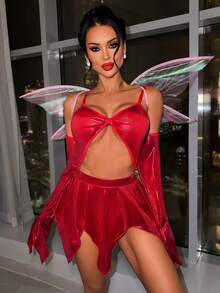 Fantasy Costume 4pcs Fairy Costume Set With Wings - Red - View 5