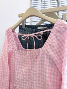 INAWLY Women's Autumn New Arrival Cute Ruffle Hem Blouse - Baby Pink - View 5